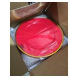 WDF 25PCS Red Plastic Charger Plates - 12inch Red and Gold Chargers for Dinner - Disposable Charge Plates - Perfect for Wedding Baby Shower Spring Birthday Elegant Tabletop Decor