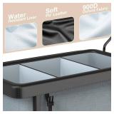 60 Gal (230L) Laundry Hamper 3 Section with Lid, Leather Patchwork Laundry Sorter with Rolling Lockable Wheels and Handle, Laundry Basket Organizer for Laundry Room, Bedroom and Bathroom - Gray