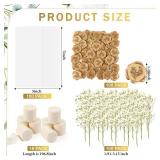 Fuyoooo 100 Set Wedding Invitations Wraps Set Pre Folded Vellum Jackets for 5 x 7 Invitations Self Adhesive Gold Wax Seal Stickers Dried Baby