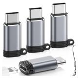 LERTOSEN Lightning to USB C Adapter 4 Pack, Fast Charging & Data Sync for iPhone 15/16/17 Pro/Pro Max, Charger Adapter Accessory (Not for Audio/OTG)