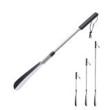 Fanwer Extendable Shoe Horn Long Handle for Seniors, Twist to Lock, 16\" to 31\"Adjustable, Stainless Steel Telescopic Shoehorn for Men Women, Metal Travel Shoe Horn, Shoe Helper Tool