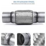 RP Remarkable Power, 2.5 inch Inlet Exhaust Flex Pipe, ID x 10 Length Flexible Tube, Stainless Steel Double Braid Heavy Duty Universal type Muffler Pipe RK7545 Replacement part