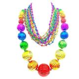 YSPPF Mardi Gras Beads Necklaces Mardi Gras Multi Color Jumbo Ball Bead Necklaces Mardi Gras Parade Party Gift (13pcs)
