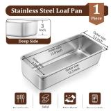 TeamFar Loaf Pan, 12 x 5 Inch Stainless Steel Loaf Pans for Baking Bread, Large Bread Loaf Baking Pan for Homemade Bread, Meatloaf, Cake, Brownies, Non-Toxic, Heavy-duty, Oven & Dishwasher Safe