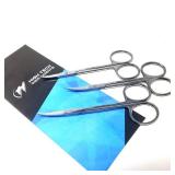 HTI BRAND Iris Micro Dissection Lab Sharp Scissors, Curved, 4.5\" (11.43cm) Fine Point , Stainless Steel (Pack of 3)