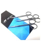HTI BRAND Iris Micro Dissection Lab Sharp Scissors, Curved, 4.5\" (11.43cm) Fine Point , Stainless Steel (Pack of 3)
