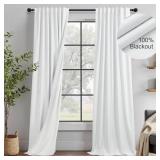 100% Blackout White Elegant Curtains 94 Inch Long 2 Panel for Living Room/Sunroom Thermal Insulated Darkening Curtains for Bedroom Windows Noise Cancelling Soundproof Farmhouse Drapes Office Back Tab