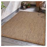 Adiva Rugs Outdoor Indoor Area Rug, Weather Resistant, Easy to Clean, Stain Resistant Floor Mat for Dining Room, Backyard, Deck, Patio (Wooden, 5