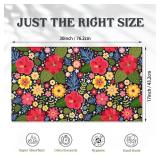 Front Door Mat,Colorful Flowers Indoor Outdoor Entrance Exotic Floral Welcome Doormats,Non-Slip Low Profile Entryway Mats for Porch Patio 17