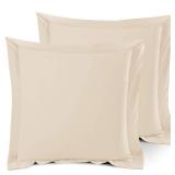 Nestl Soft Pillow Shams Set of 2 - Double Brushed Microfiber Pillow Covers - Hotel Style Premium Bed Pillow Cases, with 1.5" Decorative Flange, Euro 26\"x26\" - Cream