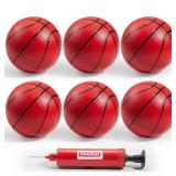 SYNCFUN 5\" Mini Basketball Set, 6 PCS Small Ball with Pump for Mini Basketball Hoop, Rubber Toy Ball for Pool, Indoor and Outdoor Games, Sports Toys for Toddlers and Teenagers