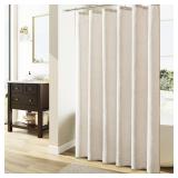 Naturoom Natural Linen Shower Curtain, Country Boho Farmhouse Bath Decor Beige Shower Curtains for Bathroom Neutral Cloth Weighted Textured Fabric Bath Curtain Liner with Hooks, Cream, 72 Inch