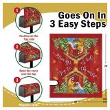 FBCOO Christmas Nativity Christian Mailbox Cover Magnetic Standard Size 20.5\" x 18\", Religious Xmas Jesus Joy to The World Decorative Post Letter Box Decor, Red Holiday Garden Yard Outdoor Decoratio