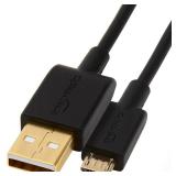 Amazon Basics USB-A to Micro USB Charging Cable, 480Mbps Data Transfer Speed, Gold-Plated Plugs, Compatible with Android Phones and Tablets, 6 Foot, Black