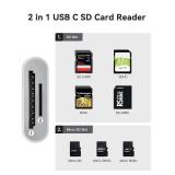 USB C SD Card Reader, WNXSLOAD SD Card Adapter with SD MicroSD Dual Slots for iPhone 15 16 iPad Mac MacBook Laptop, USB-C/TypeC High-Speed Trail Camera Memory Card Reader, Plug & Play - 2 Slots