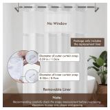 Barossa Design Fabric Snap-in Replacement Liner 70\" x 69\" - Use for Hotel Style Shower Curtain, Removable & Machine Washable, Water-Repellent - White, 70x69