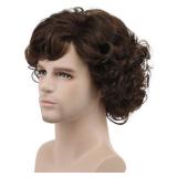 karlery Adult Men Brown Short Fluffy Curly Wig Halloween Cosplay Wig Anime Costume Party Wig