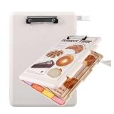 Zhiquanqihan Letter Size Clipboard with Storage, Plastic Clipboard with Side Opening, A4 Waterproof Foldable Nursing Clip Board for School & Office with Christmas Stickers (Khaki)