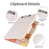 Zhiquanqihan Letter Size Clipboard with Storage, Plastic Clipboard with Side Opening, A4 Waterproof Foldable Nursing Clip Board for School & Office with Christmas Stickers (Khaki)