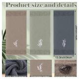 FuWeave 3 Pcs Boho Botanical Hand Towels Bathroom Decor Retro Embroidered Minimalist Nature Floral Boho Decorative Towels for Bathroom Kitchen Decor, 100% Cotton, 13.3 x 29.5