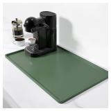 Rnivvi Silicone Coffee Mat, 12\" x 19\" Waterproof Raised Edge Coffee Bar Mats for Espresso Machine Station Accessories, Heat Resistant Dish Drying Pad for Kitchen Counter, Rubber Bar Decor Pad, Green