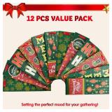 JOYIN 12 PCS Christmas Wine Gift Bags Holiday Wine Bottles Wrap Bags with Handles for Gift Wrap,Winter Holiday Anniversary Engagement Thanksgiving Home Table Decoration (14 x 5 x 4.75")
