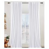 100% Blackout Shield Linen Blackout Curtains for Bedroom 108 Inches Long, Back Tab/Rod Pocket Living Room Drapes, Thermal Insulated Blackout Curtains 2 Panels Set, 50\" W x 108\" L, Bright White