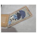 Putuo Decor Boho Abstract Wall Art, Set of 3, Modern Botanical Wooden Wall Decor, Blue Mid-Century Minimalist Framed Artwork for Living Room Bedroom, Office