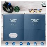 FILE-EZ Two-Pocket Folders, Dark Blue, 125-Pack, Textured Paper, Letter Size (EZ-32423)