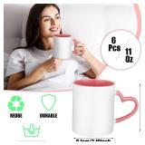 Mifoci 6 Pack Sublimation Mugs Bulk, 11 oz Blanks Sublimation Coffee Mugs with Heart Handle White Ceramic Coffee Cup for Mother Teacher School Office Employees Gifts(Multicolor)