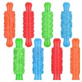 Aoriher 8 Pcs Play Clay Rollers for Kids Textured Rollers with Plastic Handles Play Clay Accessories Pattern Rolling Pins for DIY Art Signs Posters Craft Creations