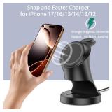 Wireless Charger,3 in 1 Magnetic Wireless Charger Stand, Fast Wireless Charging Dock for iPhone17/16/15/14/13/12 Series, Apple Watch Series, AirPods Pro.