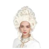 MUPUL Platinum Blonde Wig Short Curly Blonde Beehive Wig Queen Cosplay Halloween Costume Wigs For Women