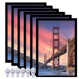 ijuerybai 6 Sets 8x12 Picture Frame, Frames for 8 x 12 Canvas Collage Photo Poster Certificate Wall Gallery, High Transparent Horizontal Vertical Black 8 by 12 Inches