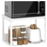 MARTY Kitchen Countertop Organizer Cabinet Shelf, 17x12.4 Large Spice Racks Counter Shelf Microwave Oven Rack Desktop Storage Organization for Kitchen, Office, Metal & Wood, White