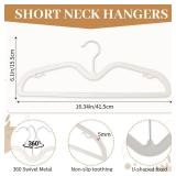 LemonRoad 50 Pcs Upgraded Plastic Short Neck Hangers, Anti-Slip Space Saving Hangers with 360 Swivel Hooks for Clothes, Smooth, Not Velvet (Beige)