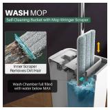 JOYMOOP Mop and Bucket Set with Wringer, Flat Mops for Floor Cleaning, Wall Mop Cleaner with Long Handle, Hardwood Floor Mop with 4 Microfiber Pads