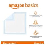 Amazon Basics Leak-Proof Dog and Puppy Potty Training Pee Pads with Quick-Dry 5-Layer Super Absorbent Design, Regular Size 22 x 22 inch, Blue & White, 100 Count