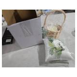 Otuuz Rustic Flower Girl Basket and Ring Bearer Pillow Set with 600 Pcs Rose Petals Flower Girl Basket Boho Rustic Flower Basket Wedding Flowers Boho Flower Girl Gift