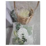 Otuuz Rustic Flower Girl Basket and Ring Bearer Pillow Set with 600 Pcs Rose Petals Flower Girl Basket Boho Rustic Flower Basket Wedding Flowers Boho Flower Girl Gift