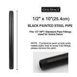 GeilSpace 24 Pack 1/2" x 10" Pre-Cut Black Metal Pipe, Industrial Steel Fits Standard Half Inch Black Threaded Pipes and Fittings - Vintage DIY Industrial Shelving (1/2" x 10")