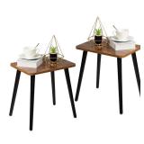FORAOFUR End Table Set of 2, Modern Wooden Side Table for Living Room, Bedroom, Boho for Small Spaces, Easy Assembly