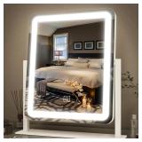 FENNIO Vanity Mirror with Lights - 15\"x12.6\" LED Lighted Makeup Mirror, Large Makeup Mirror with Lights, Touch Screen with 3-Color Lighting, Dimmable, for Vanity Desk Tabletop, Bedroom