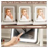 FENNIO Vanity Mirror with Lights - 15\"x12.6\" LED Lighted Makeup Mirror, Large Makeup Mirror with Lights, Touch Screen with 3-Color Lighting, Dimmable, for Vanity Desk Tabletop, Bedroom