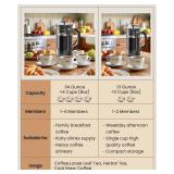 BAYKA French Press Coffee Maker, Easy to use,Large 304 Stainless Steel Coffee Press, Cold Brew Heat Resistant Thickened Borosilicate Coffee Pot for Camping Travel Gifts, 34 Ounce, Dark Pewter