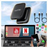 2025 Upgraded Wireless Carplay and Android Auto Dongle Support Netflix/YouTube, CarPlay Ai Box with USBA-C and USBC-C Cable for iPhone Android,Convert Wired to Wireless Car Play Stream to Your Car