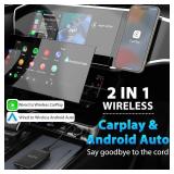 2025 Upgraded Wireless Carplay and Android Auto Dongle Support Netflix/YouTube, CarPlay Ai Box with USBA-C and USBC-C Cable for iPhone Android,Convert Wired to Wireless Car Play Stream to Your Car