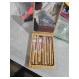 BS-MALL Travel Makeup Brush Set Kabuki Brushes Bamboo- Includes Eyeshadow Blush Brush & Foundation Brush For Liquid Makeup - 5X Magnifier Bamboo Mirror Case For Travel or On the Car Daily Use