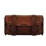 Genuine Goat Leather Vintage Motorcycle 2 Strap Buckle Closure Tool Brown Bag Quick Release Clasp REINFORCED for handlebars,Forks, Sissy Bar - 10\" Christmas New Year Gift Idea