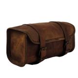 Genuine Goat Leather Vintage Motorcycle 2 Strap Buckle Closure Tool Brown Bag Quick Release Clasp REINFORCED for handlebars,Forks, Sissy Bar - 10\" Christmas New Year Gift Idea